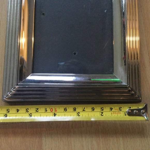 Art Deco Style Picture Frame Glass Silver Tone Heavy Duty Hang or Mantel Display - Picture 7 of 9